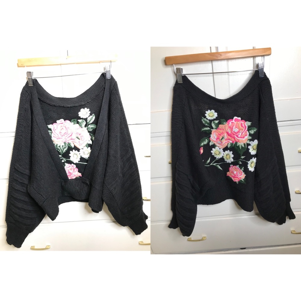 Cardigan sweater black with oversized sleeves